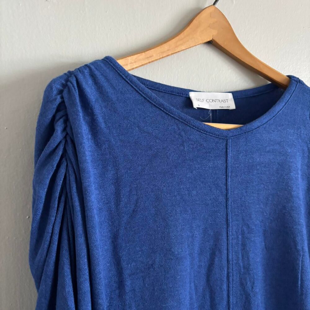 Anthropologie Women's Blue Long Sleeve Shirt with Unique Sleeves | Small